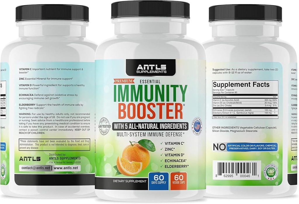 Suplimentul pentru imunitate,Vitamina C,D3,Zinc,Elderberry,Echinacea Capsule