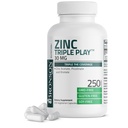 Bronson Zinc Triple Joacă 30 mg Triple Acoperire Suport imun cu acetat de zinc, Picolinat & Orotate - Immune, Antioxidant & Skin Health Support - 250 Capsule vegetariene