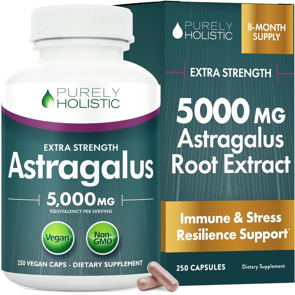 Capsule Astragalus 5000 mg - 250 capsule, 8+ lună de aprovizionare - Rezistenţă superioară extract de rădăcină Astragalus 20:1 - ne OMG, vegetarian şi Vegan prietenos - susţine sistemul imunitar şi cardiovascular