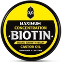 Barbă Balm, maxim de concentrare BIOTIN, cu ulei de Castor și uleiuri de argan & Jojoba, promovează creșterea barbelor, stiluri, întărește și înmoaie barbă & mustațe, 2 Ounce, Sandalwood