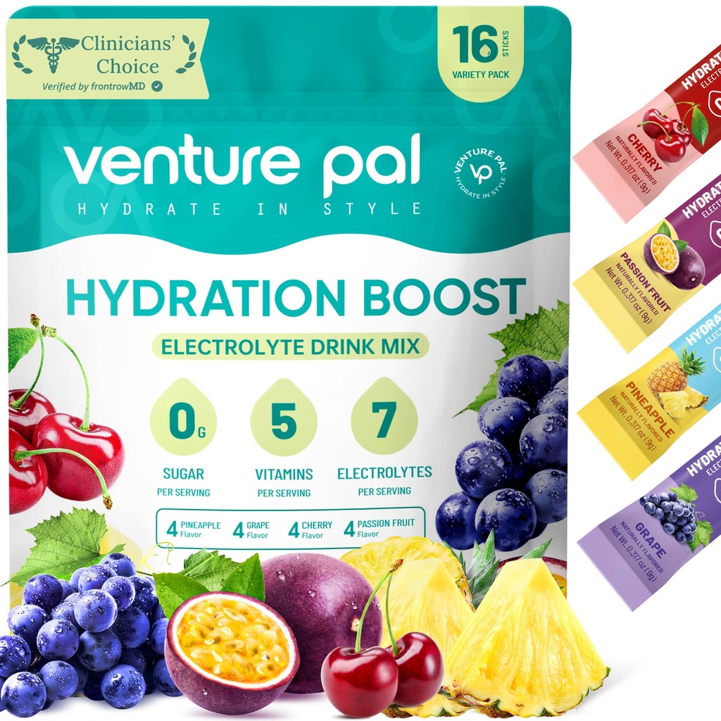 Venture Pal Pachete de praf Electrolit gratuit - Lichid Daily IV Drink Mix pentru hidratare rapidă și de recuperare a partidului 
