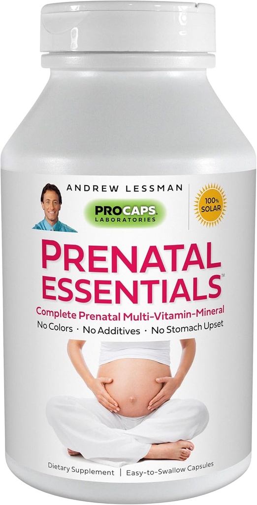 ANDREW LESSMAN Essentials 180 Capsule - Vitamine prenatale complete pentru femei, fără aditivi Multivitamine prenatale, Nutrients pentru femei Prenatal, postnatal-metilfolat prenatal cu fier