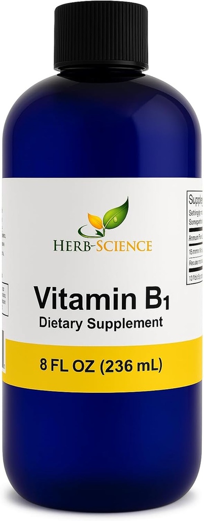 Liquid Vitamina B1 picături - supliment zilnic de tiamină pentru a sprijini digestia, Sistemul nervos, Heart Health, Stres Relief, Natural Energy Booster - 500% DV, 288 Serviri pe flacon - 8 fl oz