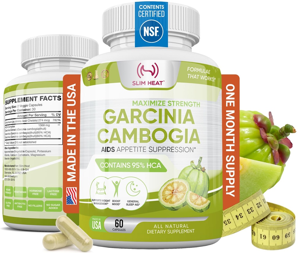 100% extract Garcinia Cambogia pure cu 95% HCA - Manipulați Cravings alimentare - Cel mai bun Blocker Carb pentru femei și bărbați - Max Putere Garcinia Cambogia Pastile alimentare crude fabricate în Statele Unite ale Americii - 60 Capsule vegetale