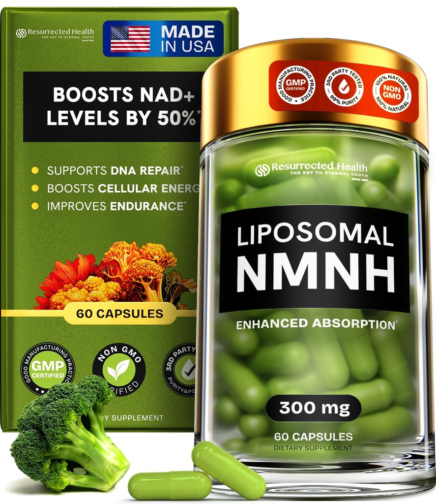 Liposomal NMNH Supliment (Dihidronicotinamidă Mononucleotidă) - NAD de înaltă puritate pentru anti- imbatranire, energie, Focus - NMNH capsule organice pure 60 - 300mg