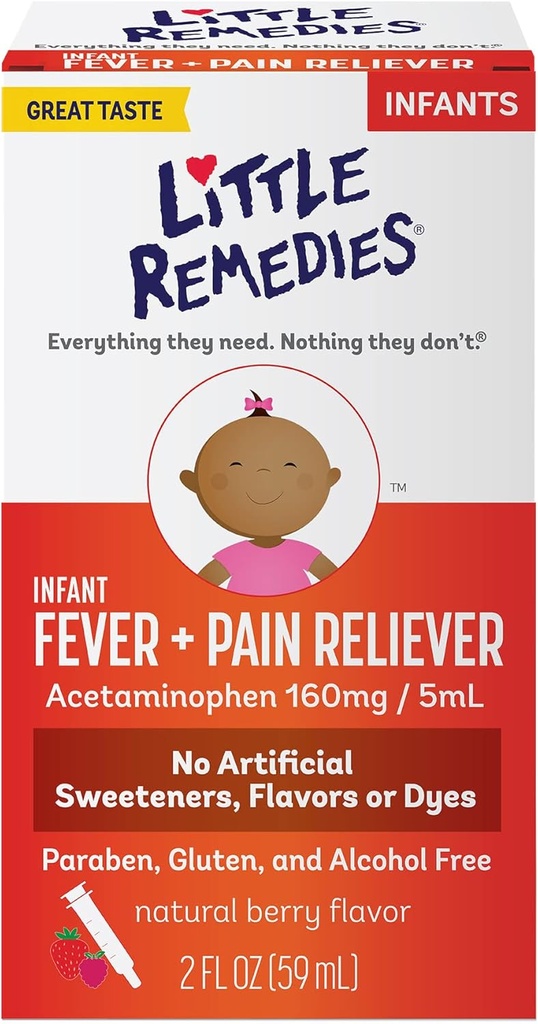 Mici remedii Baby Medicine, Febra infantilă şi Durere Relief cu Acetaminofen, Aroma Berry, 2 Fl Oz