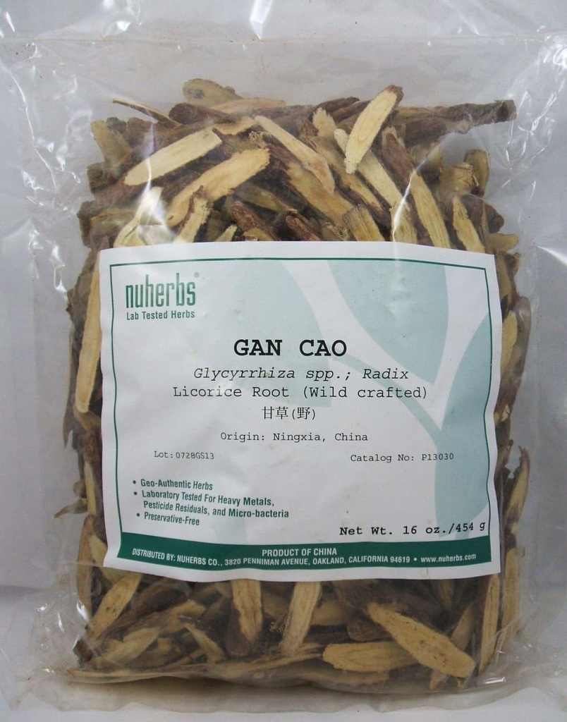 Rădăcină de lemn dulce - formă feliată (Gan Cao) 1 liră - sălbăticie, laborator testat - Nuherbs