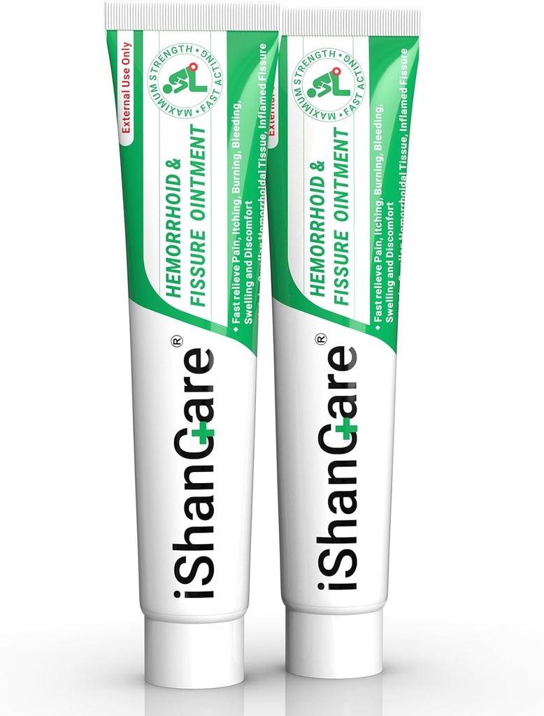 Ishancare Hemorrhoid Cream, Hemorhoid & Fisure Tratament Ointment Extra Putere, Relief Durere Anală, Mâncărime, Sângerare, Umflare, Discomfort, Herbs Natural Ingrediente cu acțiune rapidă, Conține vitamina E