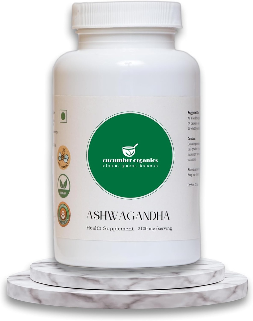 Supliment extract de rădăcină Ashwagandha - 100 capsule, 600 mg per Serving, Organic, Vegan, Non-GMO, Gluten-Free, Stres Relief & Imunum Support