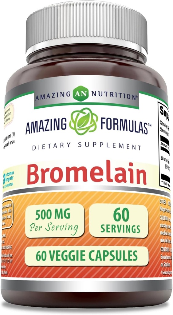 Amazing Formulas Bromelain 500mg 2400 GDU, 60 Veggie Capsule 
