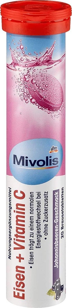 Mivolis Fier + Vitamina C comprimate efervescente - Suplimente dietetice 1 Pachet x 20 buc