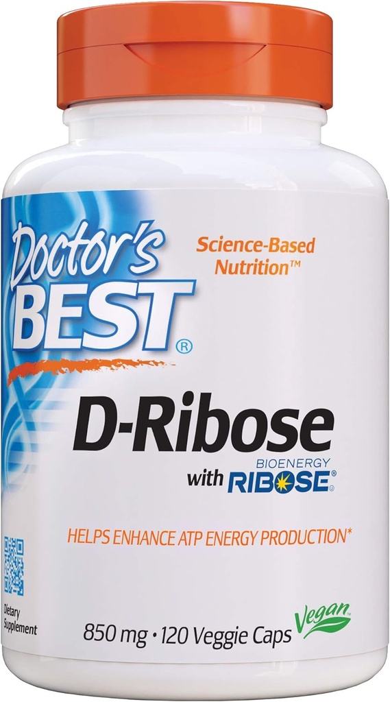 Doctorul cel mai bun D-Ribose, susține producția de energie ATP, non-GMO, gluten gratuit, Soy Free, Vegan 120 Veggie Caps