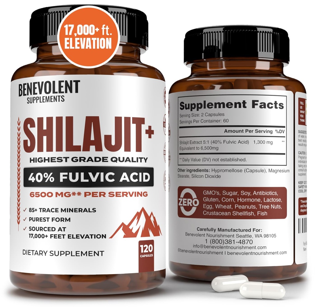 6.500 mg Silajit Supliment cu 40% Acid fuzilic (High Absorbtion) 