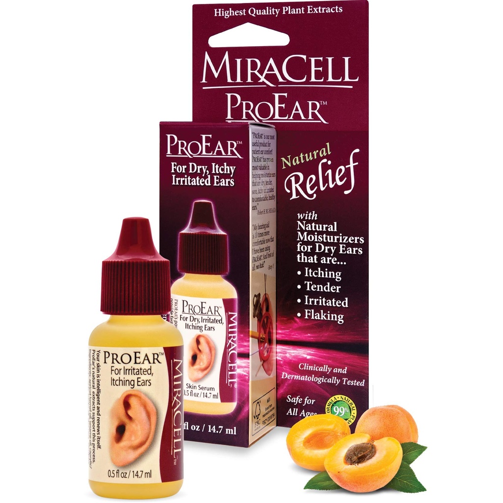 Miracell ProEar, Picături ale urechii pentru mâncărimi la urechi, Ceară pentru urechi, Urechi înfundate, Urechi uscate, pentru copii adulți. 0, 5 oz