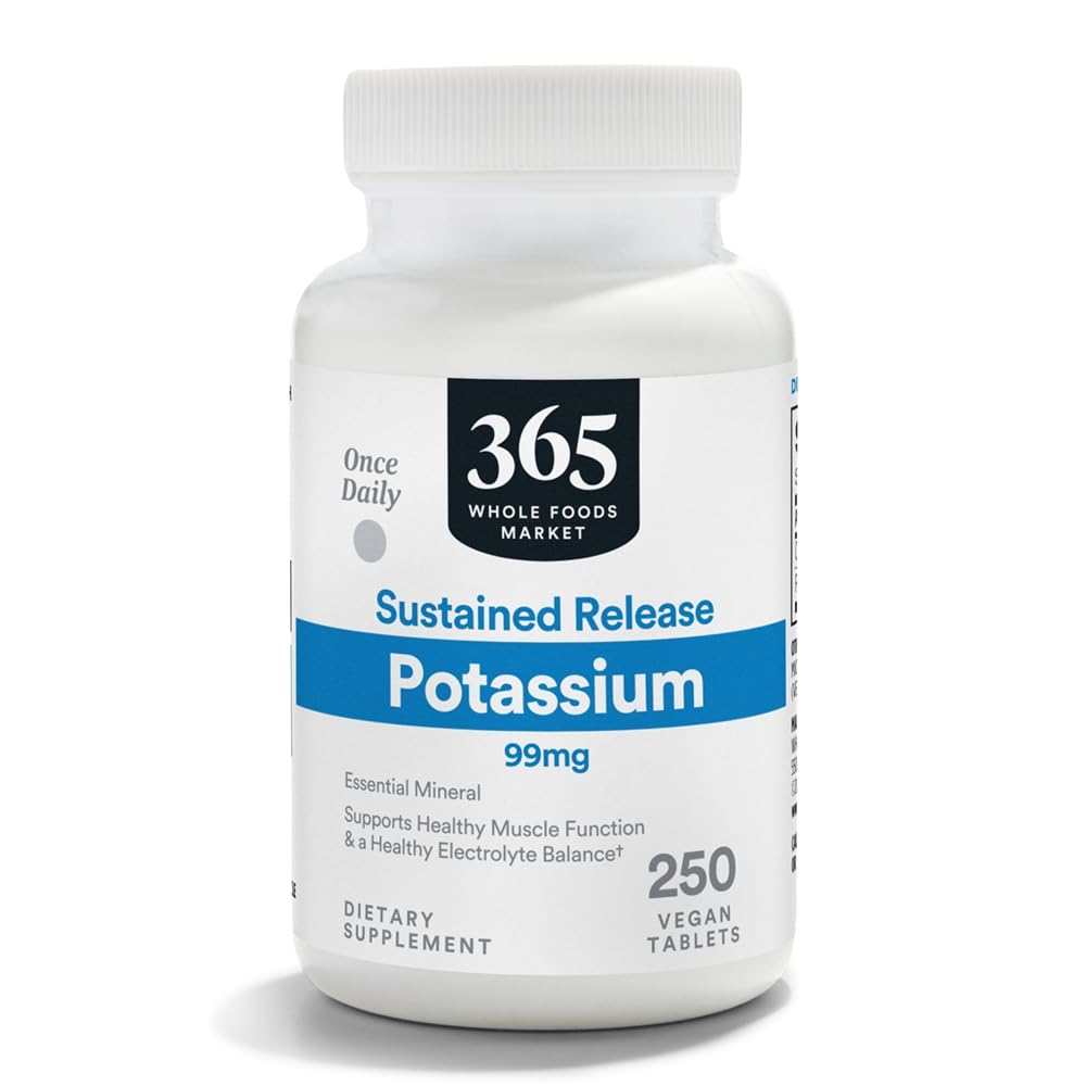 365 de Whole Foods Market, Susţinut de eliberare de potasiu 99mg, Vegan, 250 comprimate