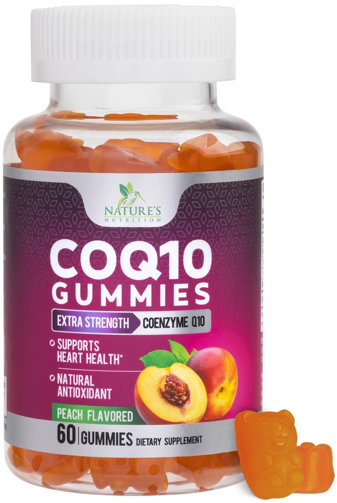 CoQ10 Gummies 100mg - 3X Putere, Absorbţie ridicată, Supliment antioxidant pentru Heart Support and Energy Production, Ultra Coenzime Q10 Vitamine, Coq 10 Suplimente, Non-GMO - 60 CoQ10 Gummies