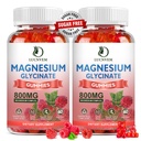(2 Pack Sugar Free Magneziu Glycinate Gumries, 500 mg magneziu Glicinat cu 200 mg magneziu Malat, Taurate, oxid, COQ10, vitamina B6 și D3, Sleep & Calm Support, 120 Zmeură Gumii