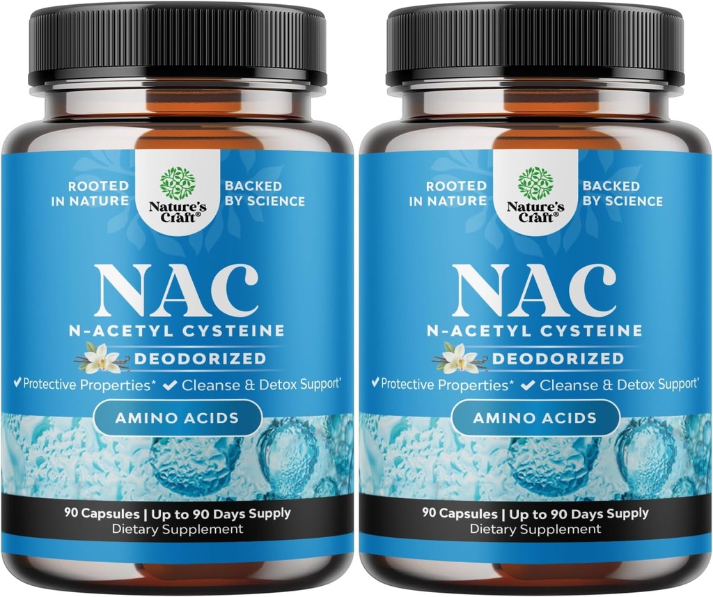 NAC Supliment N-Acetil Cysteine 600mg - Vegan de înaltă absorbţie NAC 600 mg Capsule - Glutatione Precursor pentru ficat Curățare Detox & Reparație Plus Lung Health and Imunity Support (180 Servings)