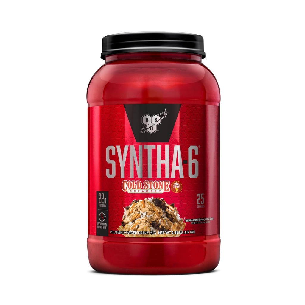 BSN Syntha-6 Whey Pulbere de proteine, Cold Stone Creamery- Germanchökolätekäke Flavor, Micellar Casein, Milk Proteine Izolate Pulbere, 25 Serviri