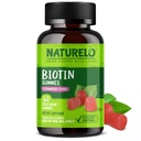 NATURELO Biotin Gummies - Sprijina parul sanatos, piele si unghii - potenta mare 2500 mcg - Non OMG, gluten gratuit - 60 Gume