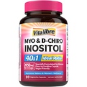 Inozitol Supliment, Myo-Inositol & D-Chiro Inositol Suplimente de fertilitate pentru femei, 40:1 Raport ideal, Echilibru hormonal şi suport ovarian, 80 Capsule Vegane