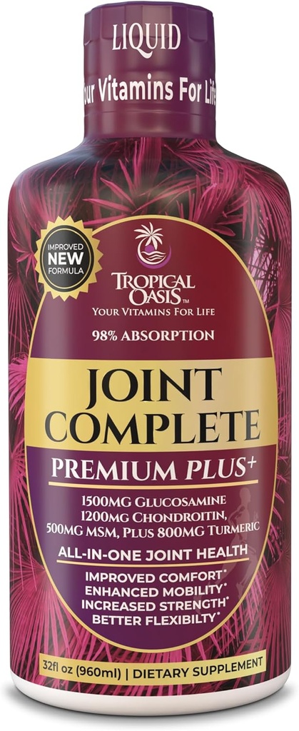 Joint Complete Premium Plus - Liquid Joint Supplement w/Glucosamine, Chondroitin, MSM Plus 800mg Turmeric 