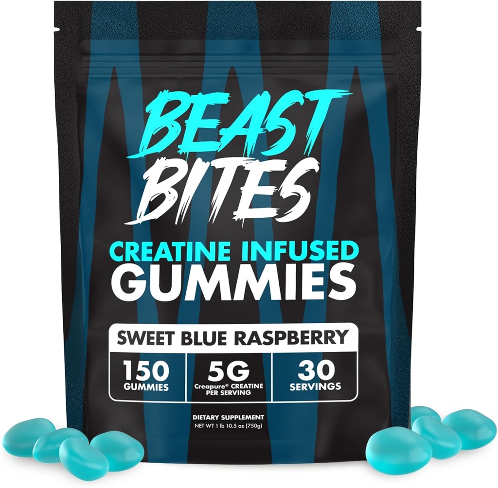 BEAST BITES - Creatine Infuzed Gummies - 5g Creatin Creature Monohidrat per Serving - NSF Certified for Sport - 30 Servings