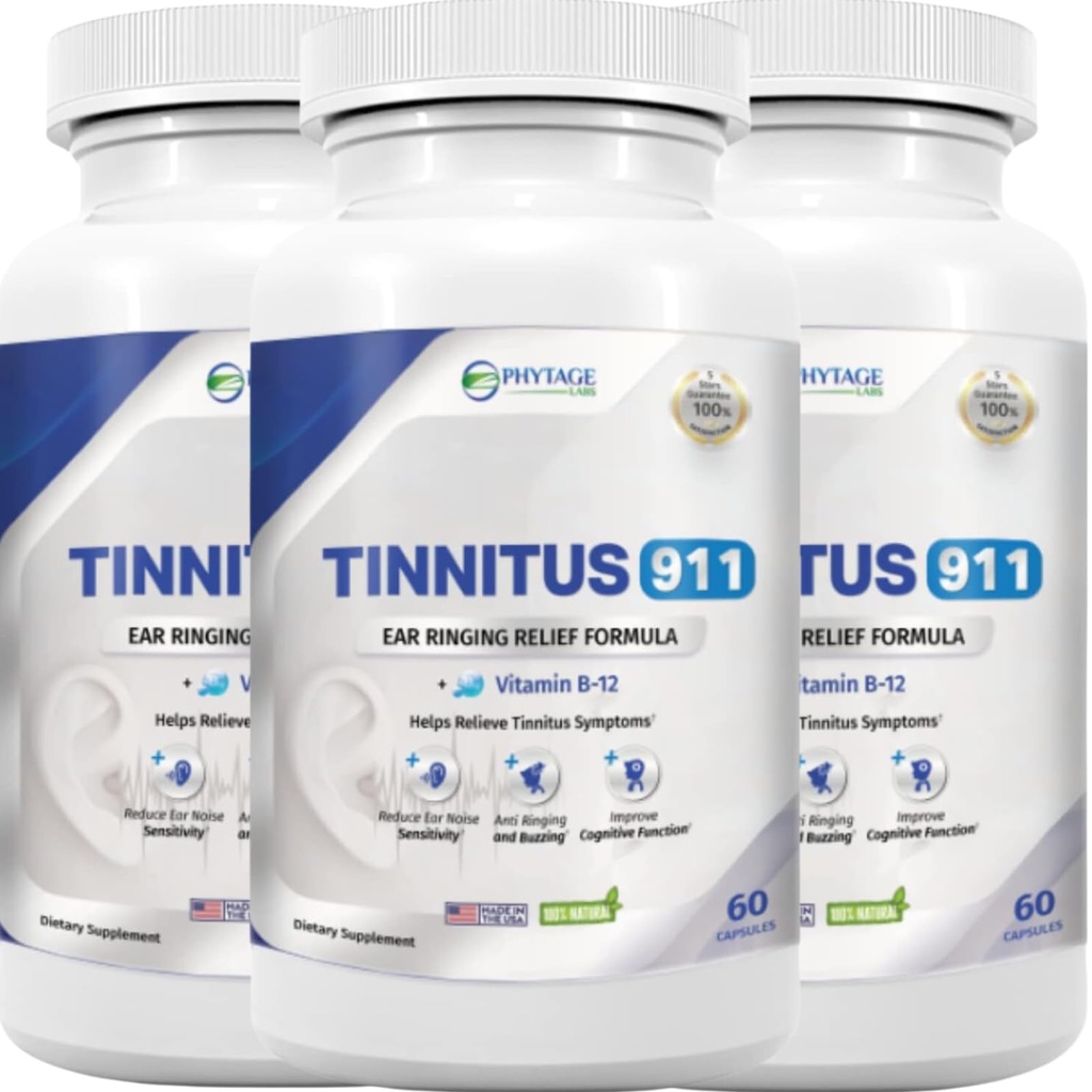 Tinitus 911 - Tinitus Relief de ajutor - Ureche inelare - 3 ambalaj