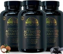 Capsule de nucă de cocos activate Charcoal- Sprijină sănătatea - Vegan, organic, non-GMO, fără aditivi - X-Large flacon 210 Număr - Pachet de 3