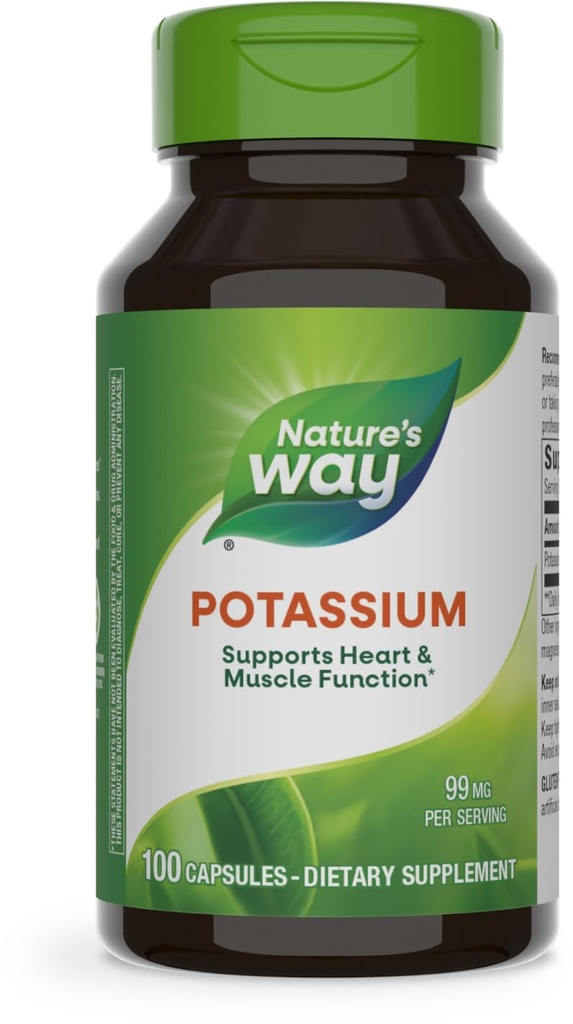 Complexul Natural de Potasiu, 99 mg per Servire, 100 Capsule, Ambalaj cu 3 capsule