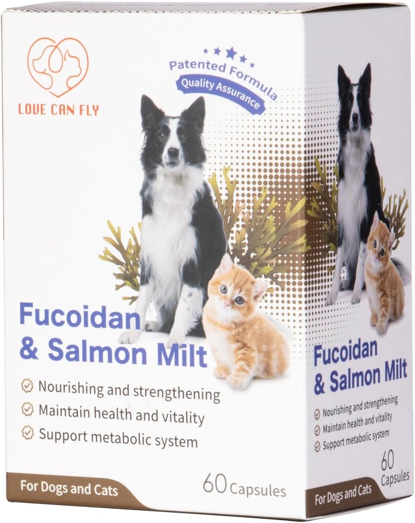 Câine și pisică Imun și de sprijin al sângelui - Fucoidan & Salmon Milt/Immune System Boost Revitalizarea și consolidarea - Nourish pentru sănătate optimă și Vigor - 60 capsule
