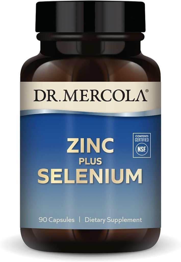Dr. Mercola Zinc Plus Seleniu - Minerale Blend Supliment - pentru Imun, Brain & Suport respirator - Conține zinc glicinat Chelat & cupru - OMG-free & Gluten-free - 90 capsule (90 Servings)