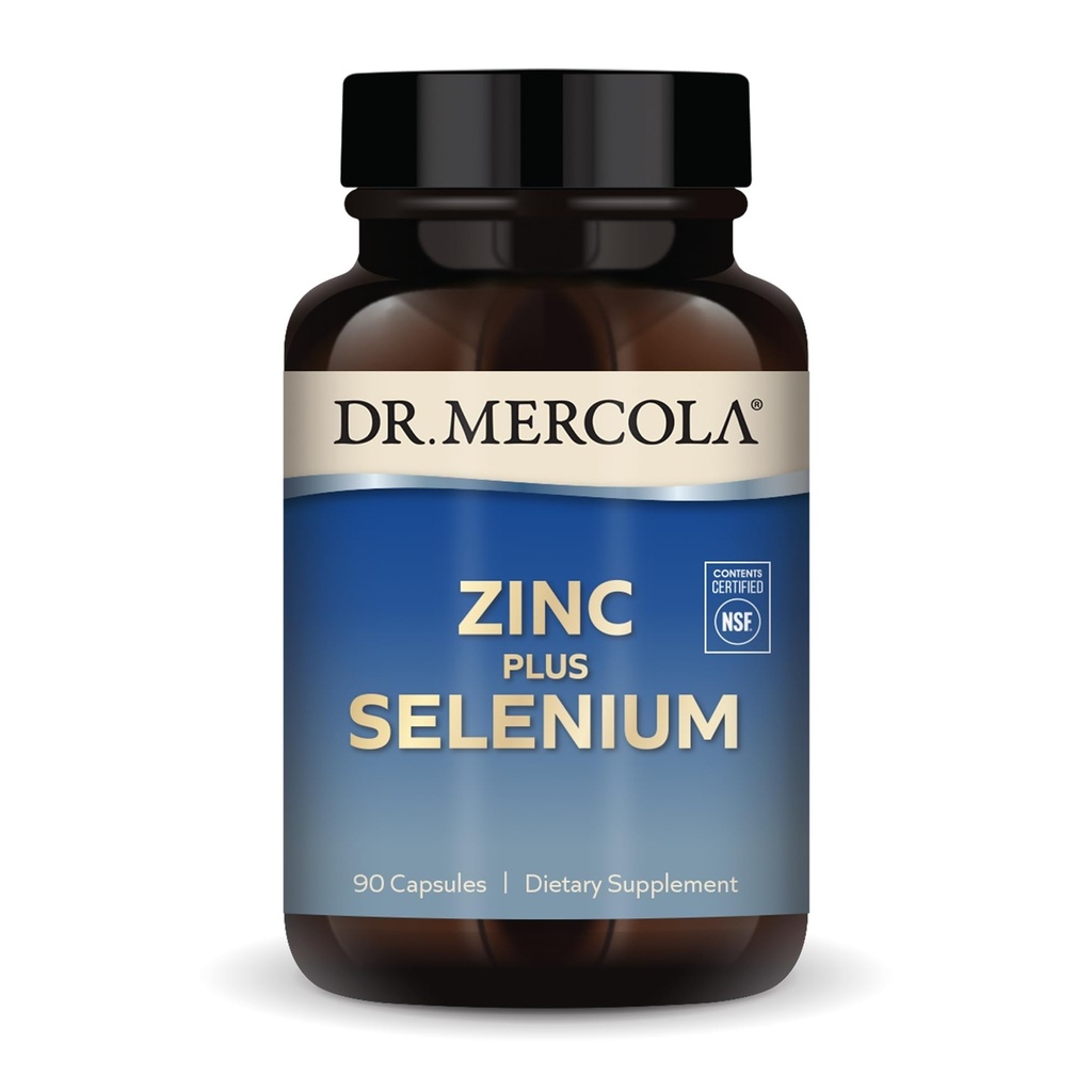 Dr. Mercola Zinc Plus Seleniu - Minor Blend Supliment - pentru Imun, Brain & Suport respirator - Conține zinc glicinat Chelat & cupru - OMG-free & Gluten-free - 90 capsule (90 Servings)