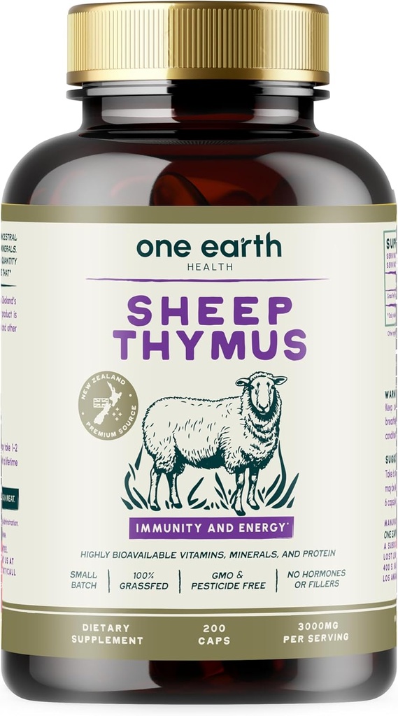 O singură iarbă de sănătate pământeană Fed Thymus - Noua Zeelandă s-a născut în Thymus. 3000 mg per Serving, 200 Conte