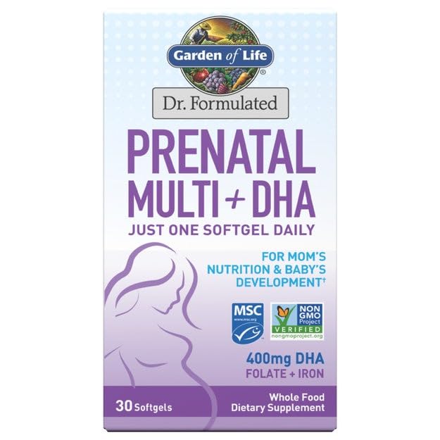Gradina de viata Dr. Formulat Multi Prenatal + DHA cu Folate & Iron pentru Nutritie Mama si Baby's Development, 30 Conte