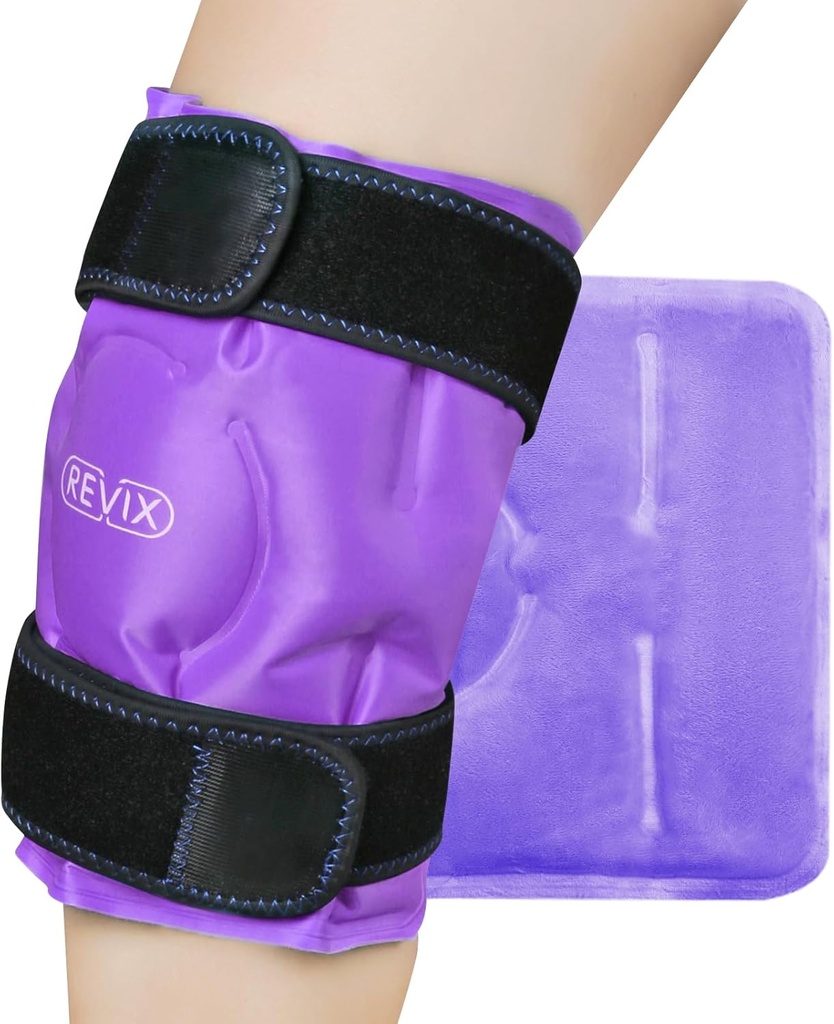 REVIX Genunchi pachet de gheață pentru leziuni Reutilizabile, Gel Ice Wrap cu terapie comprimat rece pentru umflarea, vânătăi, leziuni, artrită, Hands-Free Application