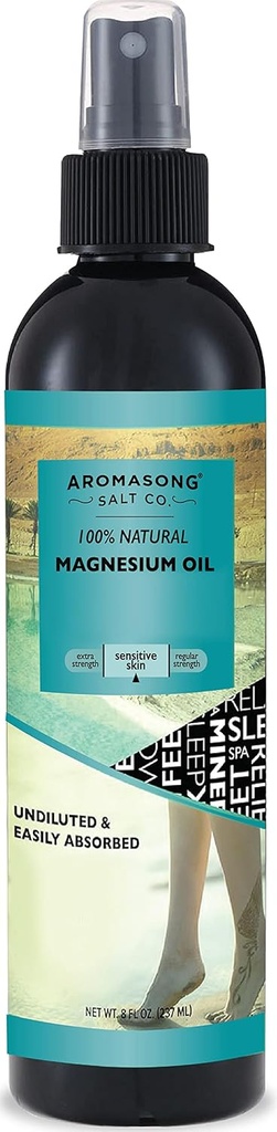 Spray de magneziu ultrapur pentru piele sensibilă, 8 OZ,