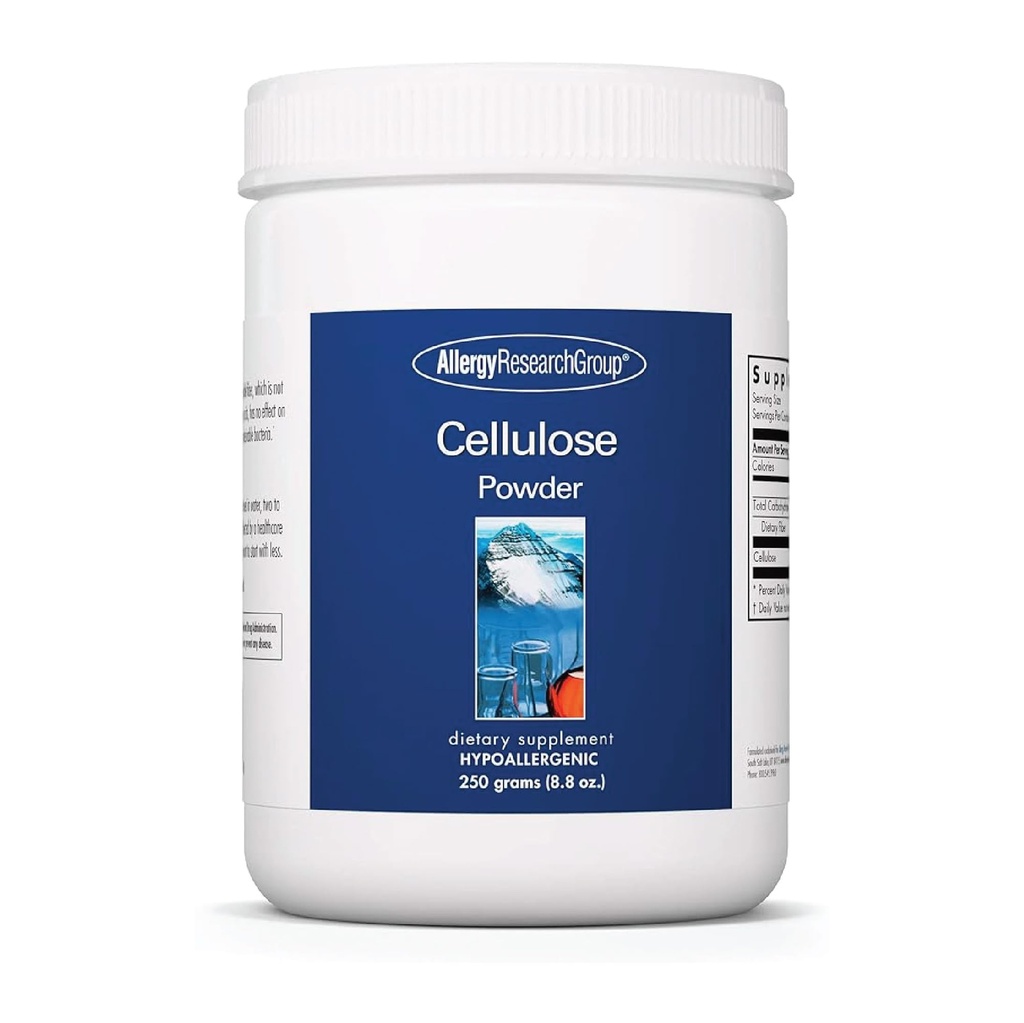 Alergie Grupul de cercetare Pudră de celuloză - Pulbere microcristalină de celuloză, 2000 mg Supliment de fibre insolubile, celuloză pudră, nefermentabilă, hipoalergică - 8,8 Oz