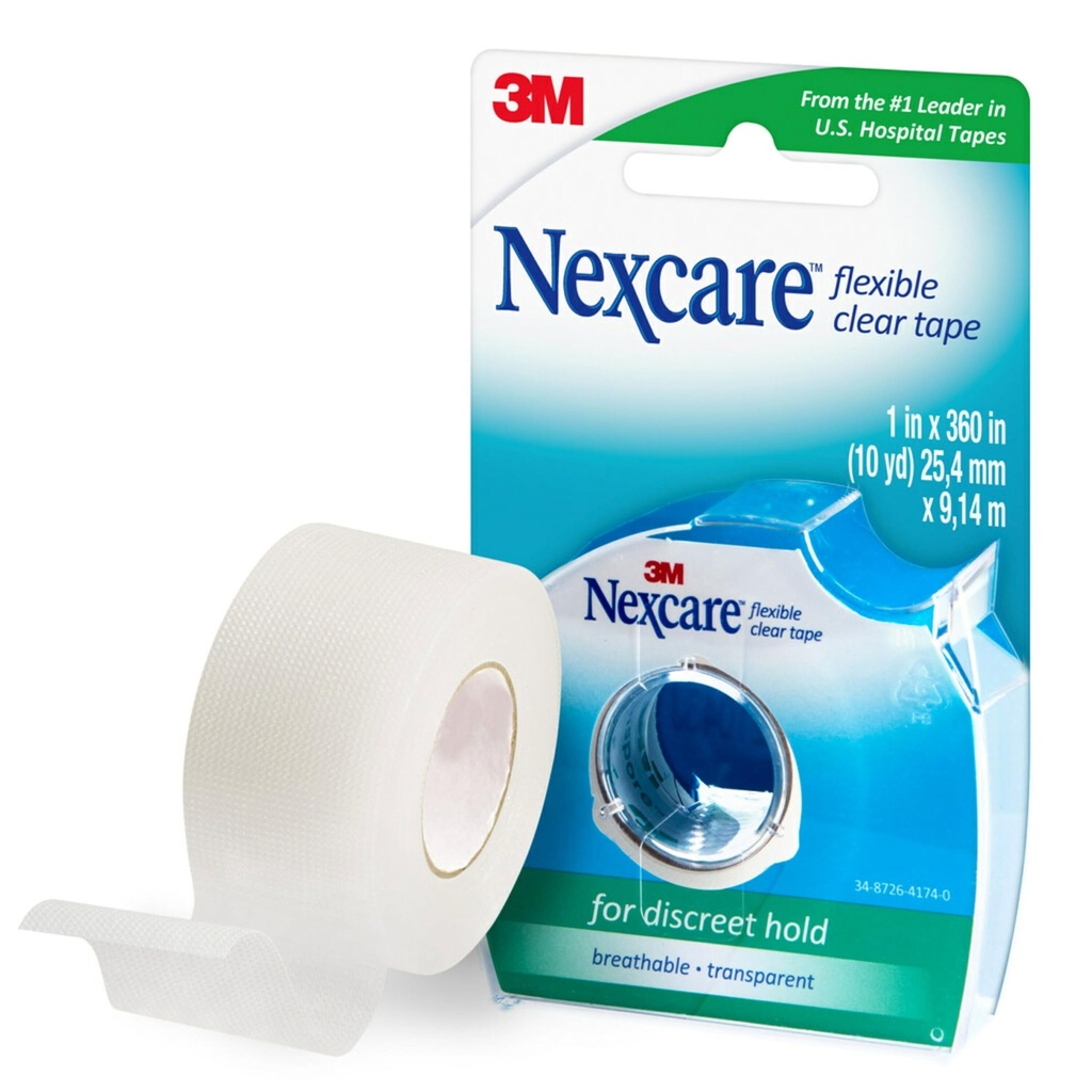 Nexcare Flexible Clear Banda, rezistent la apa Banda medicala transparenta, Securizeaza Dressing si Cateter Tubing - 1 In x 10 Yds, 1 rola de banda