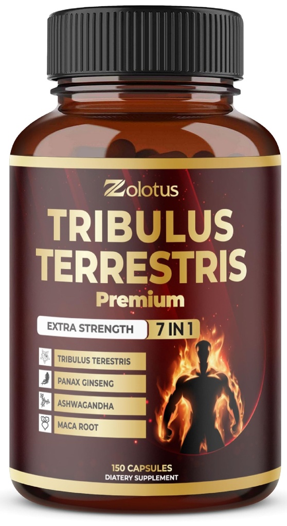 Tribulus Terrestris Supliment pentru barbati si femei, 5 luni de aprovizionare cu Ashwagandha, Panax Ginseng, Saw Palmetto, Maca, Shilaj, 150 Conte