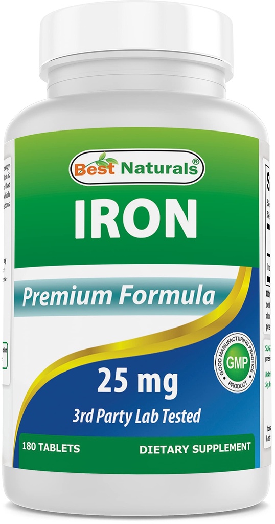 Cel mai bun supliment de fier naturale (Biglicinat de fier) - 25 mg - 180 comprimate - Blând de stomac - non-conspicator