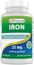 Cel mai bun supliment de fier naturale (Biglicinat de fier) - 25 mg - 180 comprimate - Blând de stomac - non-conspicator
