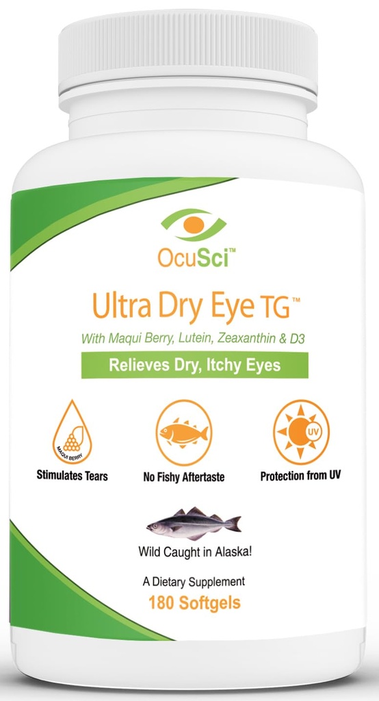 Formulat pentru a ajuta Relieve uscat, Itchy Eyes - 1700 mg Trigliceride Omega-3 + EPA & DHA, Lutein, Zeaxanthin, B12, D3-60 Servings (Ultra uscat ochi, UDETG - 2 Luna)