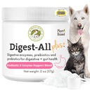 Wholistic Pet Organics Probiotice pentru câini cu enzime digestive & Prebiotic Fiber - 2 Oz - Probiotice de zi cu zi Cat & Dog pentru sanatate digestiva, Anti Diaree si Suport Gut - Suplimentul de pulbere naturale