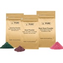 INGREDIENTE ORIGINALE PURE Rădăcină de sfeclă, Spirulina, și Acai Powder Bundle, Dimensiuni diverse, Non OMG-uri, Suplimente vegetale
