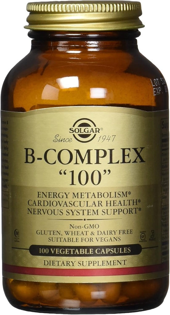 Solgar B-complex "100," 100 Capsule vegetale - Heart Health, 100 Conte (Pachet de 12)
