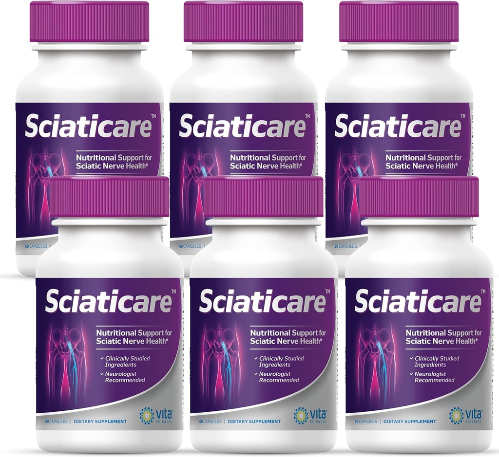 Vita Sciences Sciatice Nerve Soothing Supplement Vitamins with Natural R-ALA Form 40X Form, NOT Synthetic Alpha Lipoic Acid (ALA) - Down Lumbar Sciatic, Hip, Thigh, Leg, Foot
