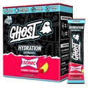 Pachete de hidratare GHOST, Limeadă Sonic Cherry, 24 Sticks, Pulbere Electrolit - Băutura Mix Supliment cu magneziu, potasiu, calciu, vitamina C - Vegan prietenos, fără soia, zahăr & Gluten