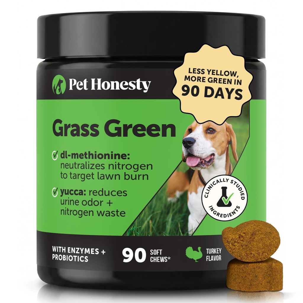 Chews de câine verde de iarbă - Neutralizator de urină pentru gazon, Pee Grass câine ajută Yard Stay Green Adresarea spoturi de ardere cu probiotice și enzime (Turcia)