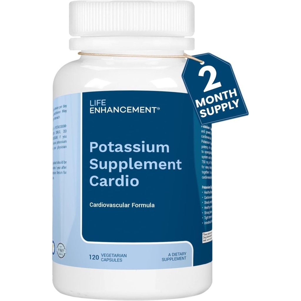 Îmbunătățirea vieții Cardio Suplimentul de potasiu susține musculare, nervi și sănătate cardiovasculară 